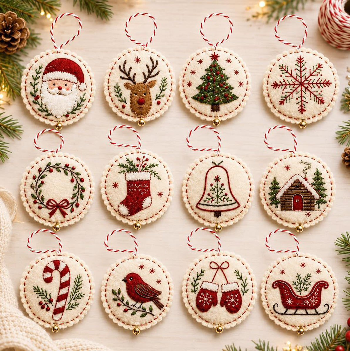 Christmas DIY Embroidery Felt Hanging Ornament Craft Kit For Adult - Santa Claus