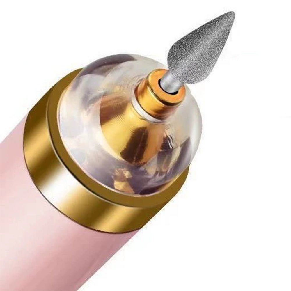 Portable USB Electric Nail File Drill Pen with 5 Grinding Heads - Pink