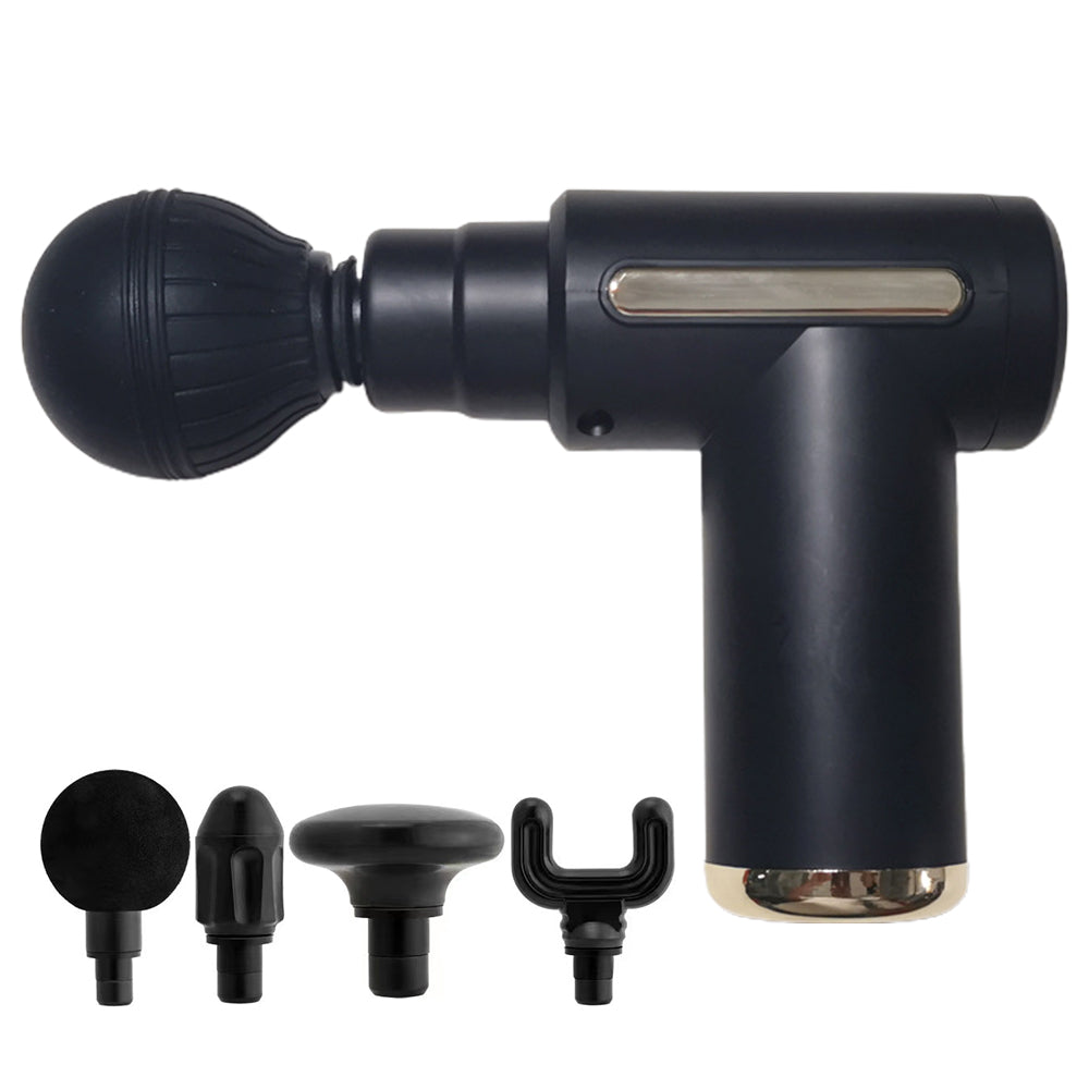 Portable Black Mini Muscle Massage Gun with Four Heads