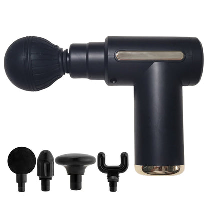 Portable Black Mini Muscle Massage Gun with Four Heads