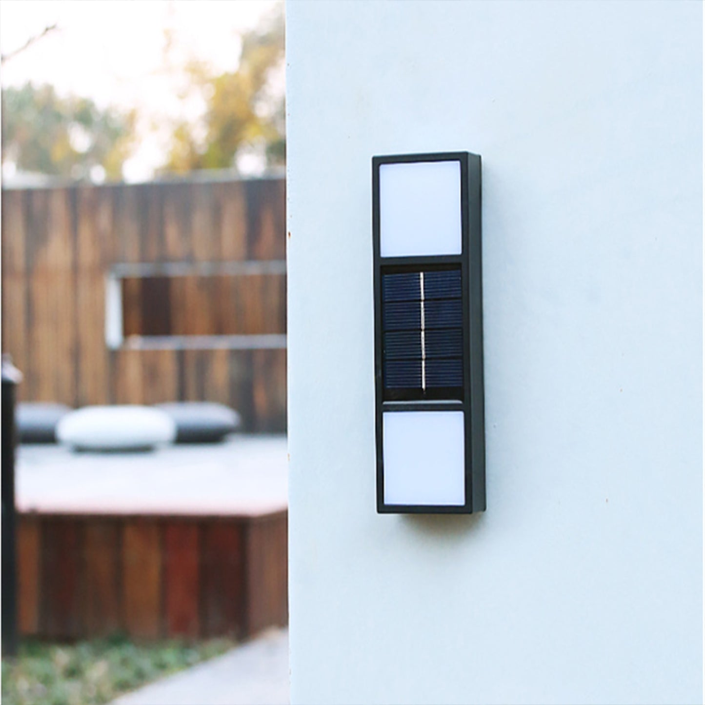 2pcs Solar Light Outdoor IP65 Waterproof Wall Light Cordless LED Wall Lamp -White