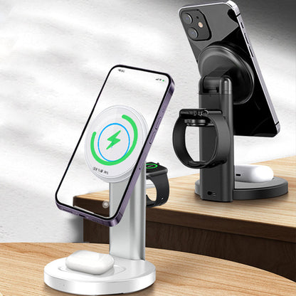3-in-1 Wireless Magnetic Charging Station Charger Stand for iPhone Apple Watch AirPods Wireless Charging Phone White