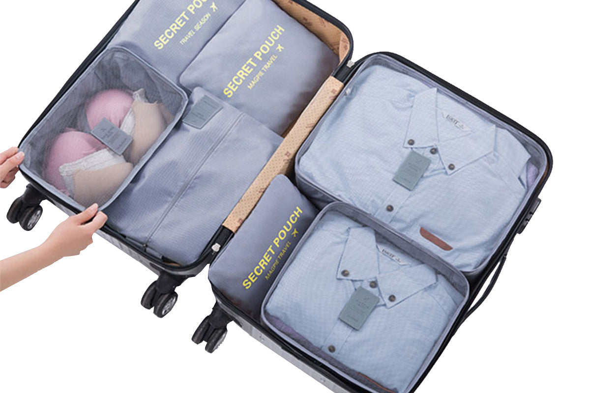 7 Set Packing Cubes Luggage Packing Organizers for Travel Space Saving-Gray