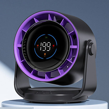 Quiet Table Fans Wall-Mounted Digital Display Rechargeable Fan for Home Office Kitchen Travel Camping Purple