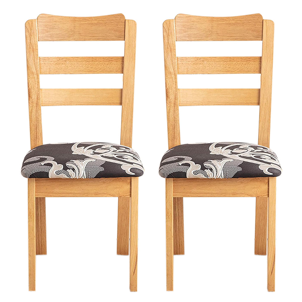 2PCS Stretch Chair Seat Covers Printed Washable Seat Cushion Slipcovers for Dining Chairs Style 2