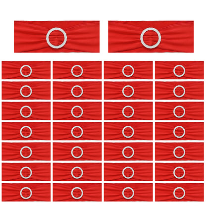 Elastic Chair Sashes Bows with Buckle Spandex Chair Bands - Red