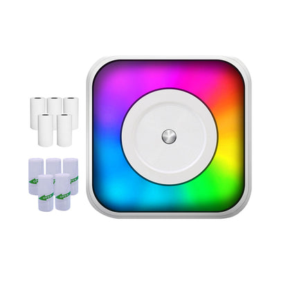 Mini Pocket Printer with RGB Light Thermal Printer with 10 Rolls of Paper