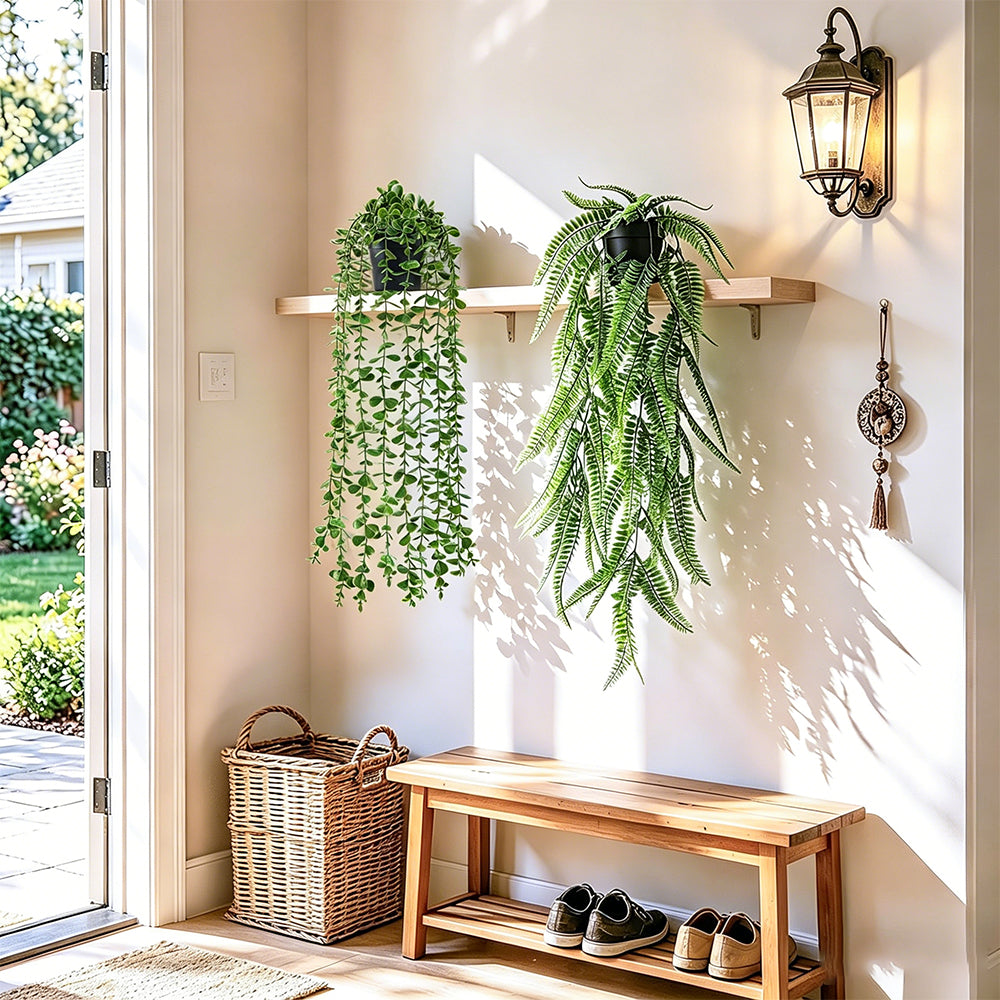4 PCS Fake Hanging Plants with Pots