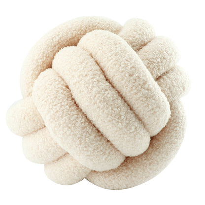 Cream Knotted Plush Throw Pillow for Sofa or Bed