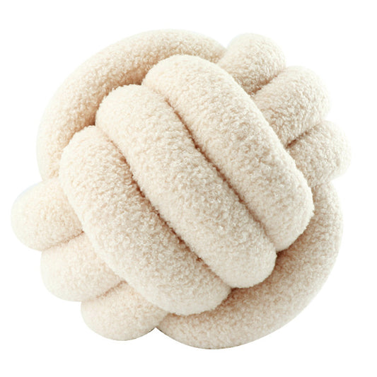 Cream Knotted Plush Throw Pillow for Sofa or Bed