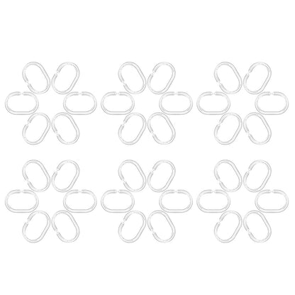 36 Pack Clear Plastic Shower Curtain Rings and C Shape Hooks for Bathrooms