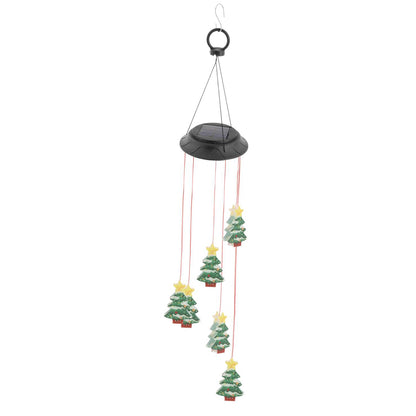 2pcs LED Solar Christmas Tree Wind Chime Lights -Black