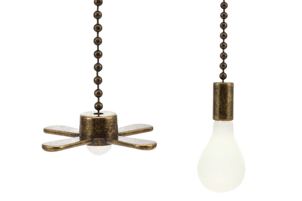 2Pcs Ceiling Fan Light Bulb Pull Chain Beaded Ball Extension Connector Decor-Bronze