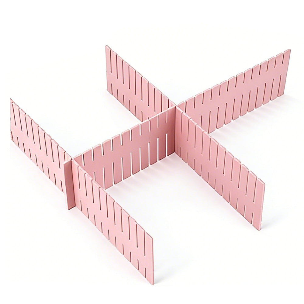 24Pcs Adjustable Drawer Divider DIY Storage Organiser for Cabinets-Pink
