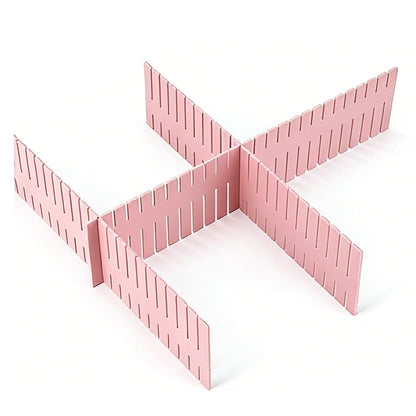24Pcs Adjustable Drawer Divider DIY Storage Organiser for Cabinets-Pink