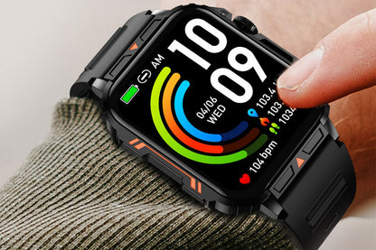 Military Smart Watch 1.95-Inch Fitness Tracker with Heart Rate Sleep Monitor 100 Sports Modes Activity Tracker-Black