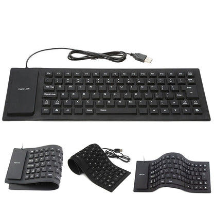 Waterproof Silicone Foldable Flexible Full Size USB Keyboard - 85-key