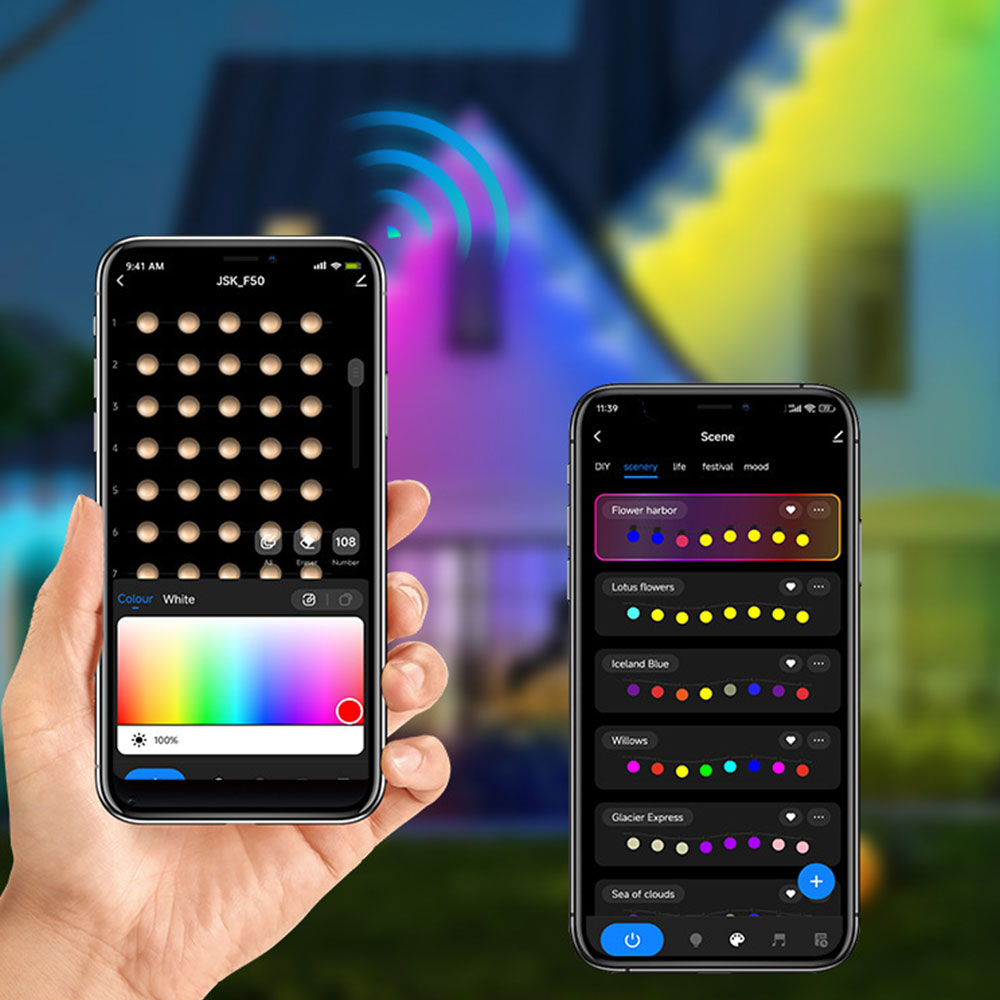 Bluetooth RGB Smart Eave Lights Solar Powered Outdoor Christmas LED String Lights