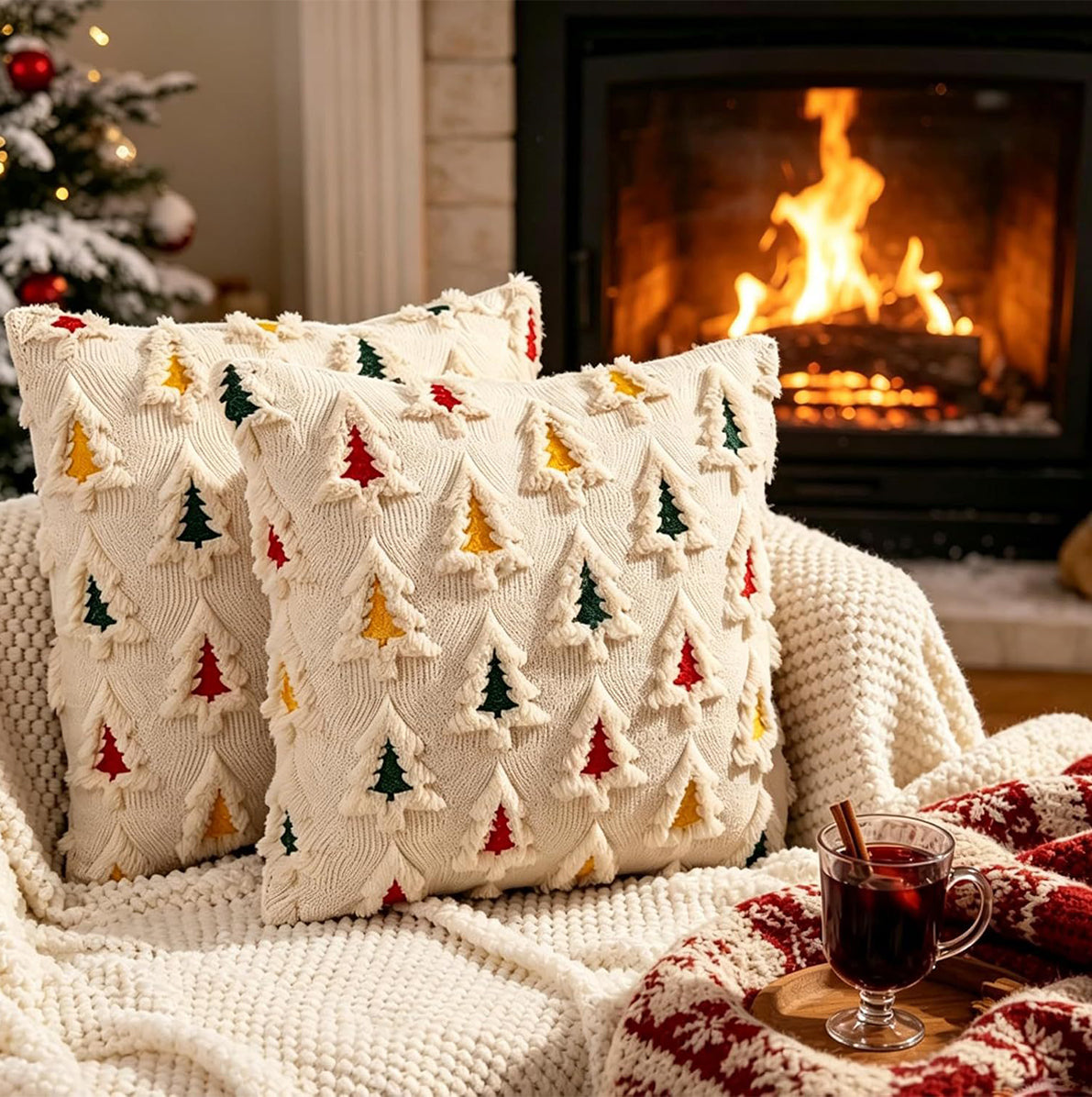 2 Pack 45x45cm Polyester Christmas Decorative Throw Pillow Covers - Mixed Color