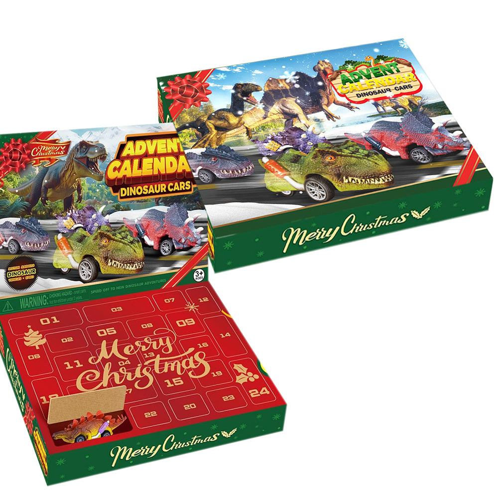 Dinosaur Cars Advent Calendar Christmas Countdown Blind Box Pull-Back Toy Set