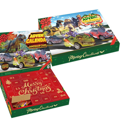 Dinosaur Cars Advent Calendar Christmas Countdown Blind Box Pull-Back Toy Set