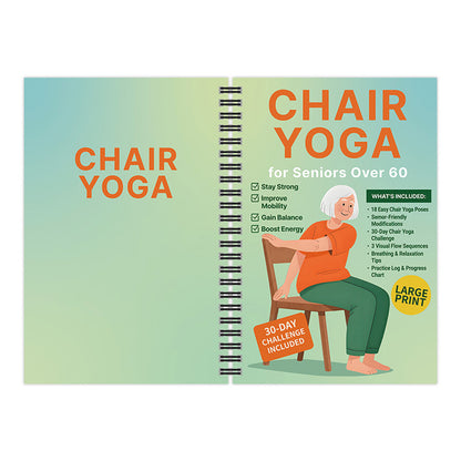 Chair Yoga Book for Seniors: Strength Balance & Wellness Exercises -Orange