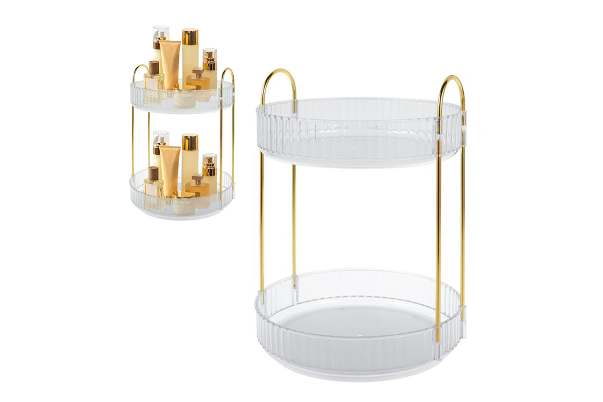 For Vanity 360 Degree Rotating Makeup Organizer Large Capacity Make Up Shelf-Transparent