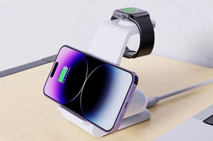 3 in 1 Wireless Charger Dock Charging Station - White