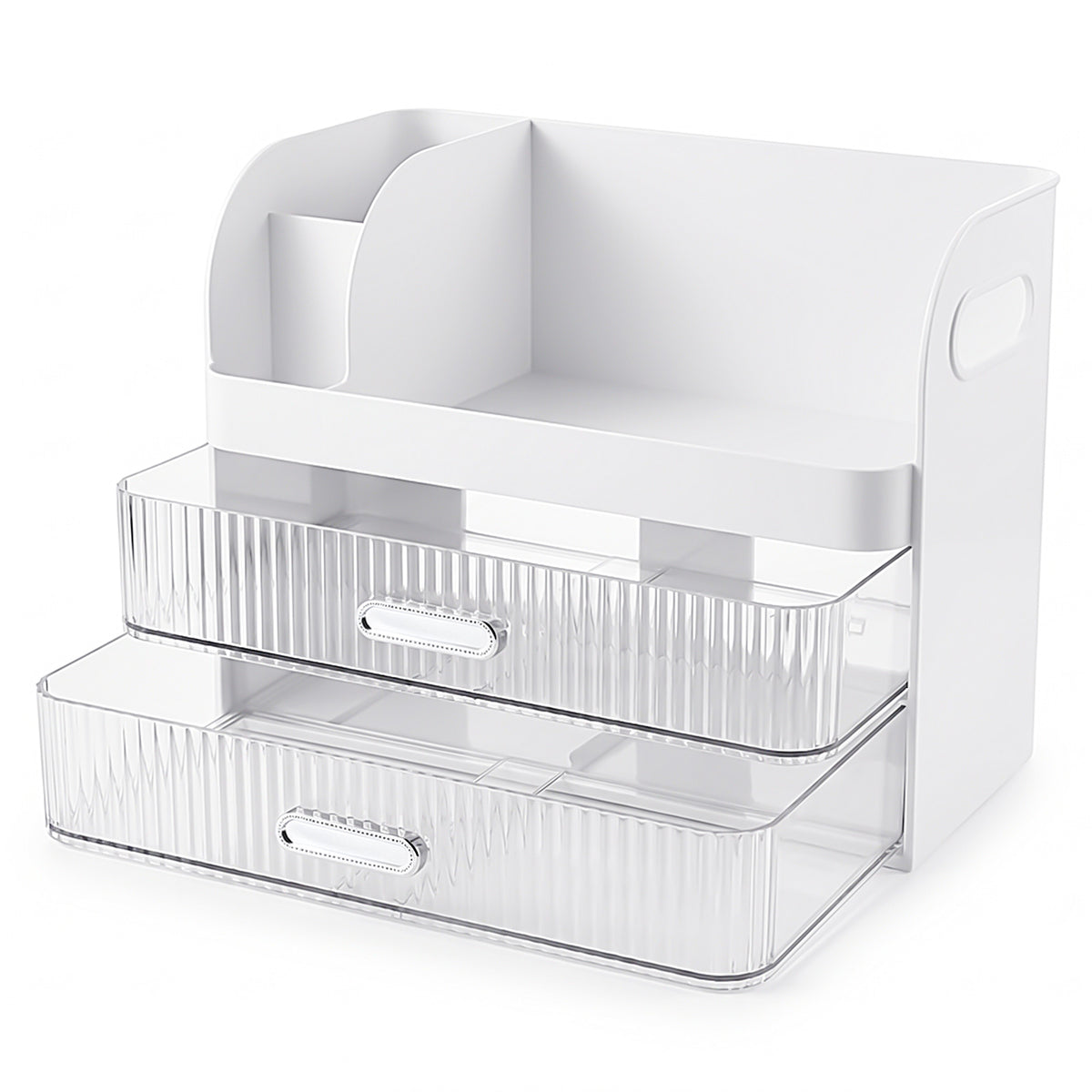Makeup Organiser with 2 Drawers Cosmetic Storage Box Multi-Section Makeup Skincare Storage Box