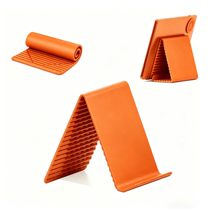 Portable Silicone Phone Stand Desk Holder for Office Travel Airplane-Orange