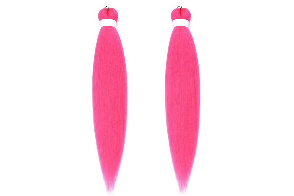 4Pcs Pre Stretched Hair Extensions Synthetic Hair Extension for Cosplay-Pink