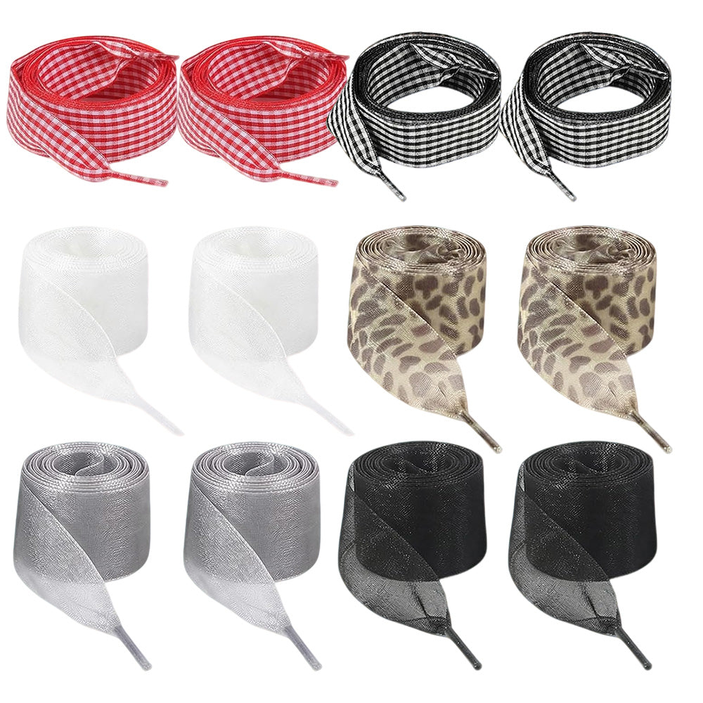 6 Pairs Wide Satin Ribbon Replacement Shoelaces