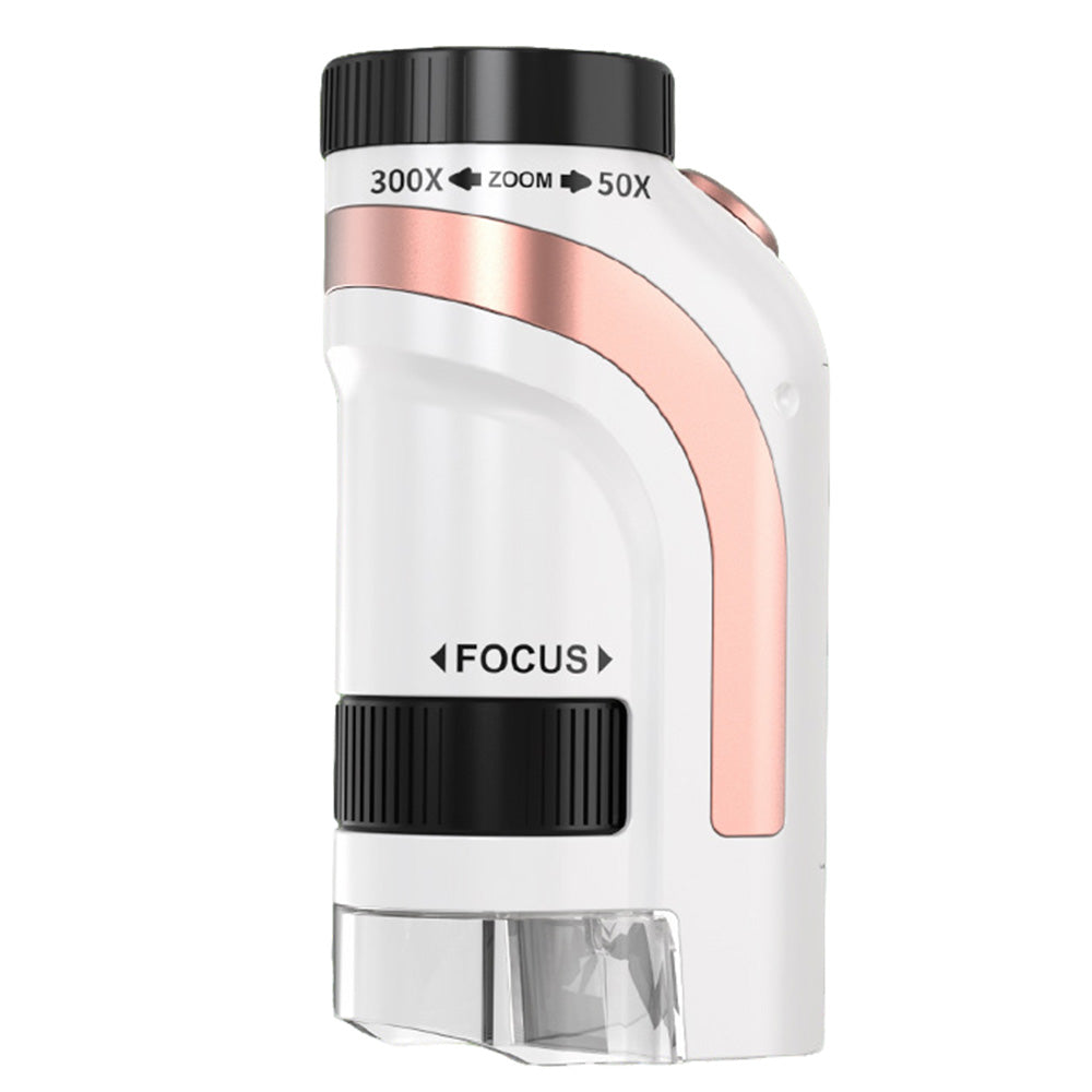 50X-300X Handheld Microscope with LED Lights Portable Pocket Zoom Pink
