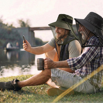 360 Protection Fishing Mosquito Hat Wide Brim Mesh Face Cover Hat