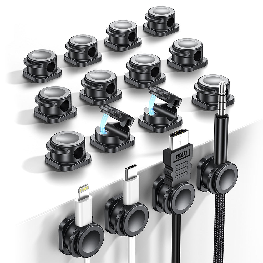 8Pcs Cable Organizer Clips Cord Management Snap Lock for Home Office Black