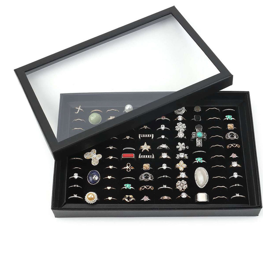 100 Slots Jewelry Ring Display Organizer Case Tray Holder Earring Storage Box