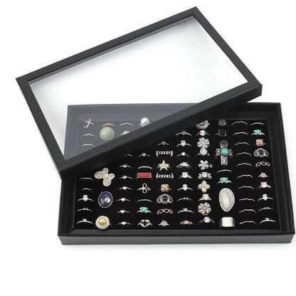 100 Slots Jewelry Ring Display Organizer Case Tray Holder Earring Storage Box