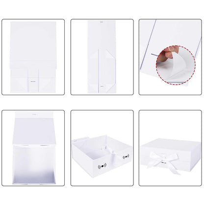 White Easy Attached Gift Boxes Set of 3 Gift Boxes with Satin Ribbon