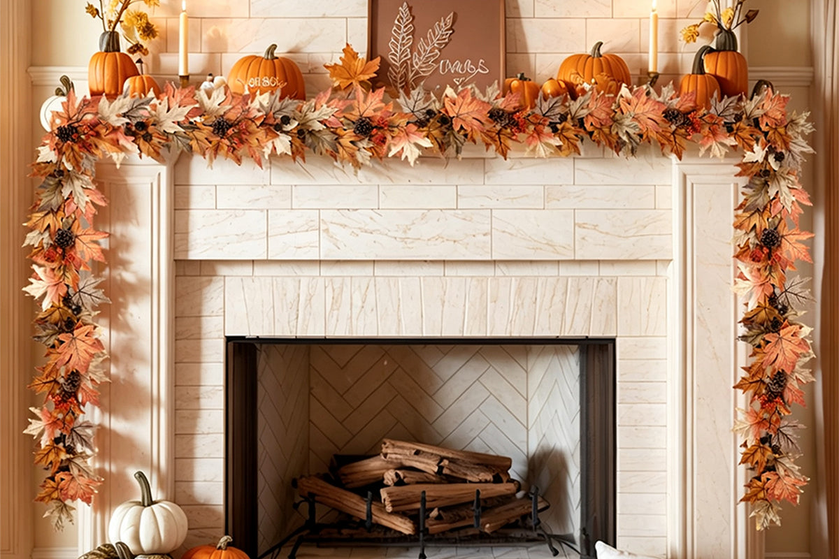 Lighted Thanksgiving Pumpkin Vine Garland Door Hanging Decoration