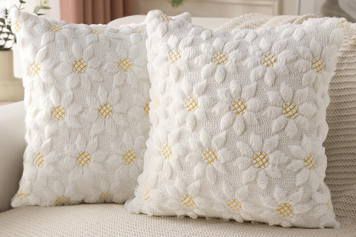 2Pcs Spring Summer Pillow Covers Floral  Farmhouse Home Decor for Sofa Couch Bed -Sunflowers