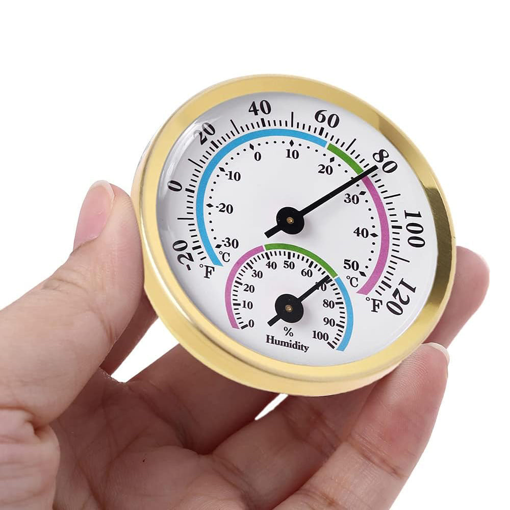 2Pcs 58mm Aluminum Thermometer & Hygrometer Gauge