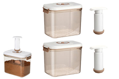 2Pcs Airtight Vacuum Food Storage Container with Lid Strainer and Pump
