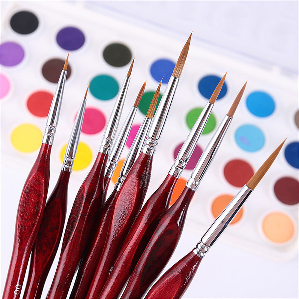 11 PCS Artist Paint Brush Set Detail Painting Brush-Red
