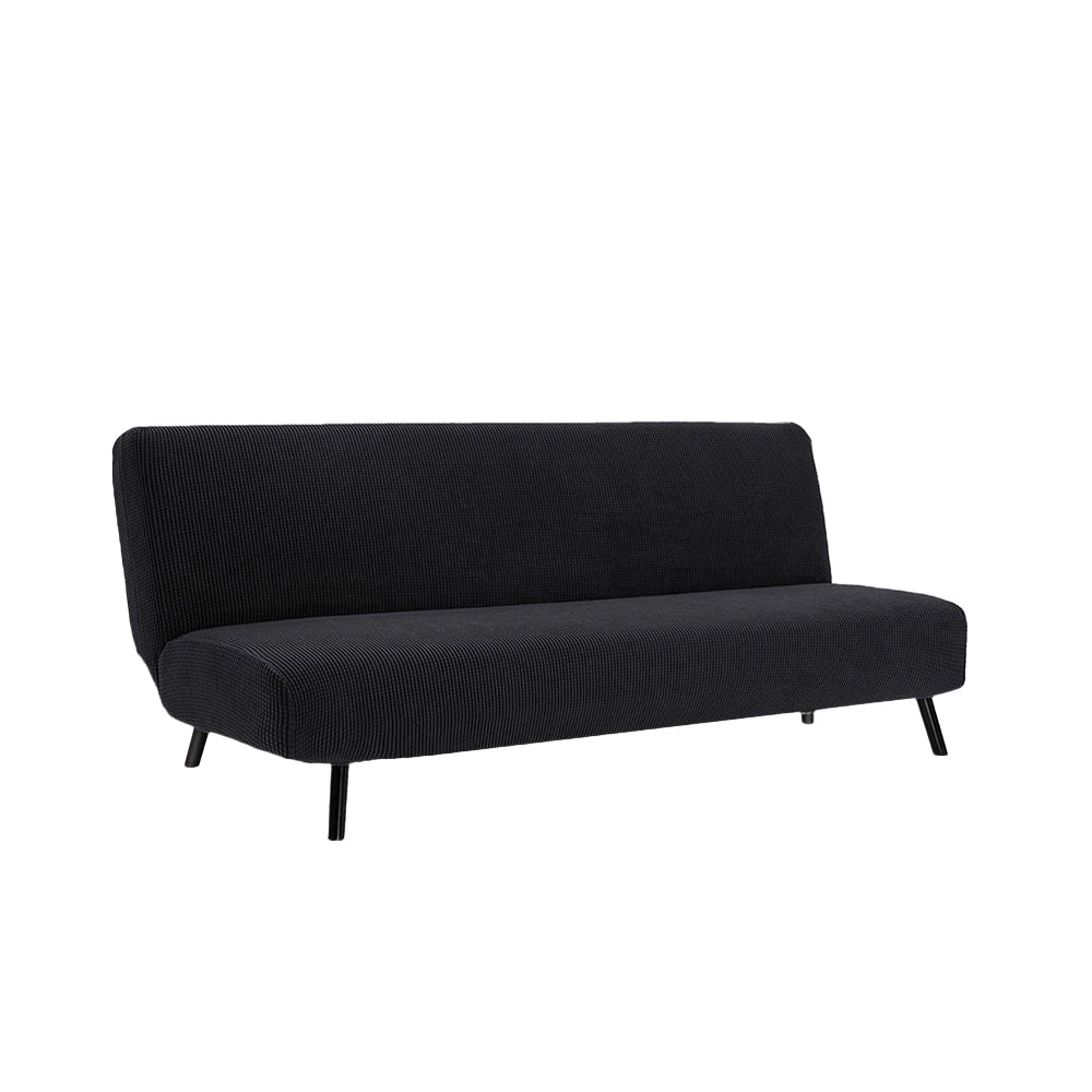Stretch Armless Cover Sofa Bed Slipcover Protector Elastic Futon Protector Black