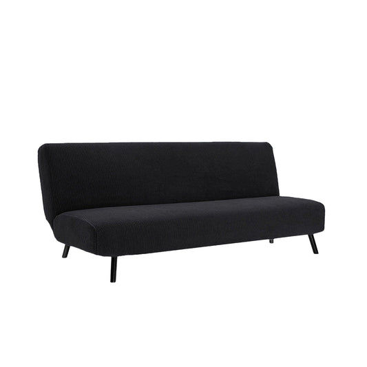 Stretch Armless Cover Sofa Bed Slipcover Protector Elastic Futon Protector Black