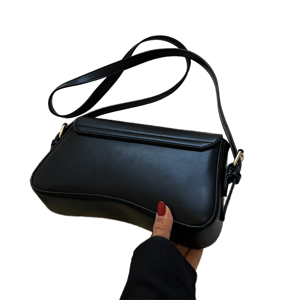 One Shoulder Bag For Women Trendy Underarm Bag Fashion Handbag-Black