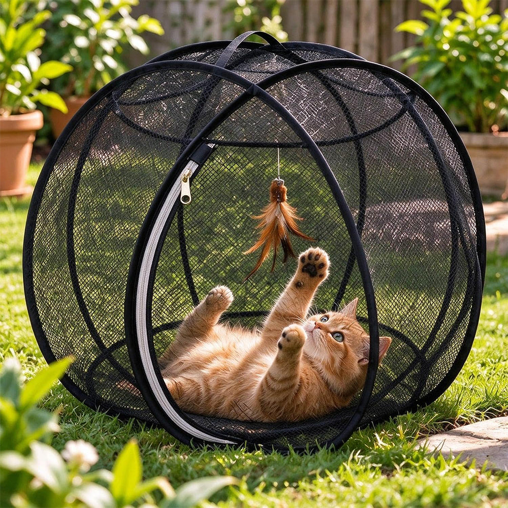 Cat Hamster Ball for Outside Rolling Cat Enclosure Pop Up Playpen - Black