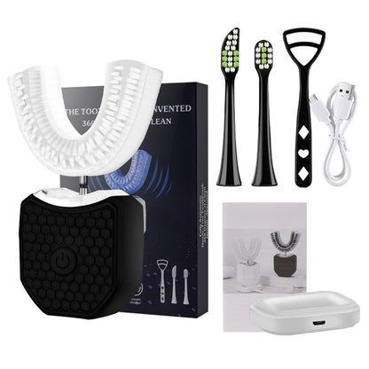 Rechargeable U-Shaped Electric Toothbrush Set for Daily Oral Care-Black