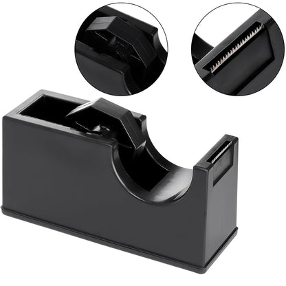 Heavy Duty Cello Tape Dispenser with 6 Roll Clear Tape-Black