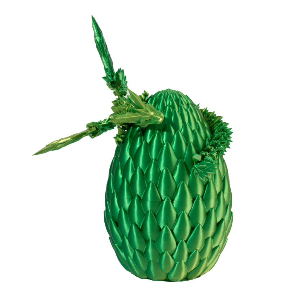 3D Printed Dragon Egg Decoration with Dragon Chinese Style Ornament Green
